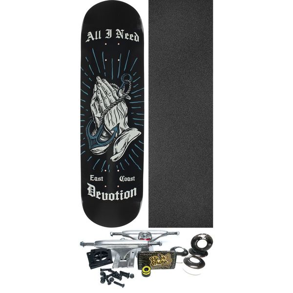 All I Need Skateboards Praying Hands Skateboard Deck - 8.3" x 32" - Complete Skateboard Bundle